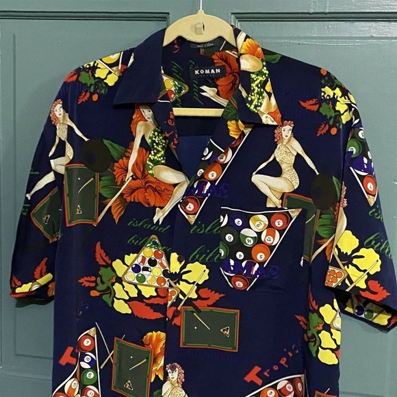 Koman Tropical Pin Up Billiards Hawaiian Shirt - Picture 2 of 8